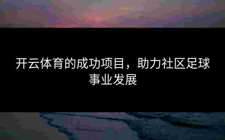 开云体育的成功项目，助力社区足球事业发展