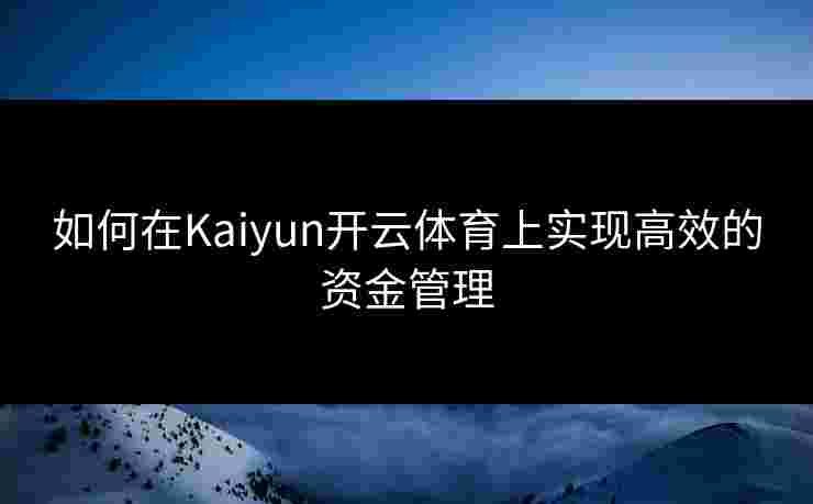 如何在Kaiyun开云体育上实现高效的资金管理